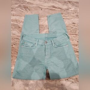 7 for all Mankind Aqua green Skinny Crop Jeans 28